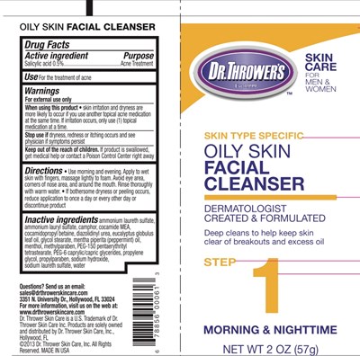 Label (Drt Ofc2n 76 Dr Thrower Oily Skin Facial Cleanser Tube 2oz Rev.00 35x110 Copy)